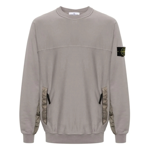 Stone Island Sweatshirts Compass-Badge Panelled Sweatshirt Grey