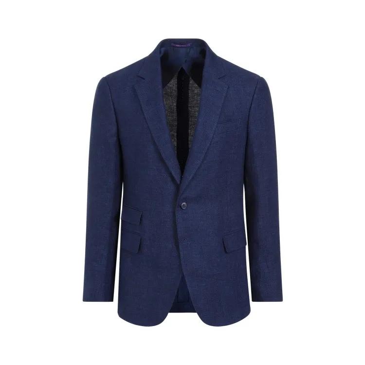 Ralph Lauren X Purple Label - Single Breasted Navy Linen Jacket - Größe 42 - blau