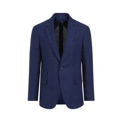 Ralph Lauren X Purple Label Blazer Single Breasted Navy Linen Jacket Blue