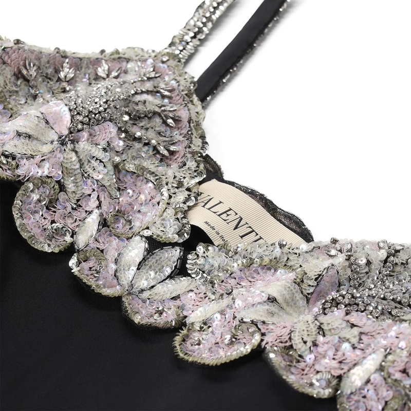 Valentino Garavani Maxikleid Midikleid mit Glitzerdetails schwarz(Image 4)