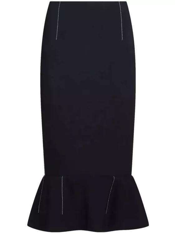 Marni - Contrast-Stitching Peplum-Hem Skirt - Größe 36 - black