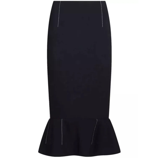 Marni Contrast-Stitching Peplum-Hem Skirt Black 
