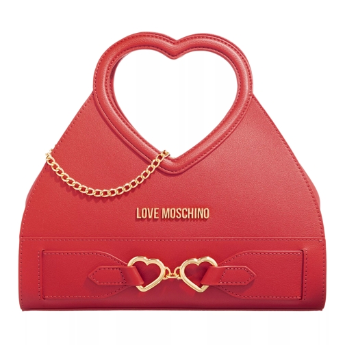 Love Moschino Heart Handle Bag Red Rymlig shoppingväska
