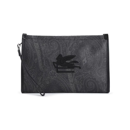 Etro Sac à bandoulière L Black Cotton Pouch Black