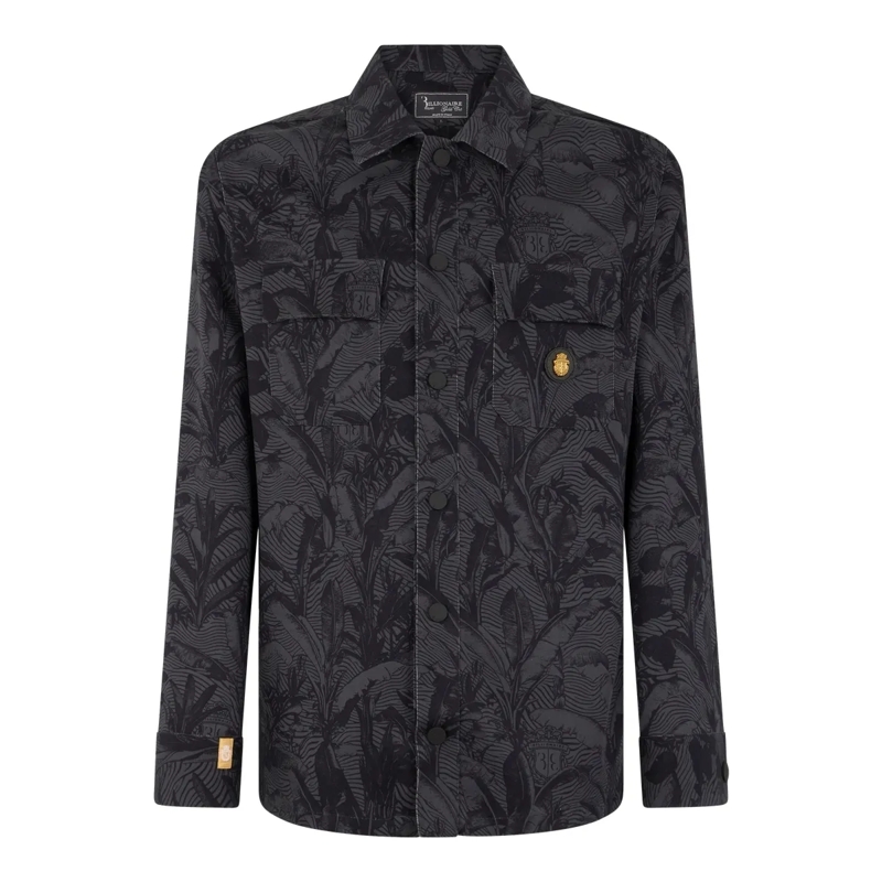BILLIONAIRE Hemd Canvas Overshirt Palms All-Over schwarz