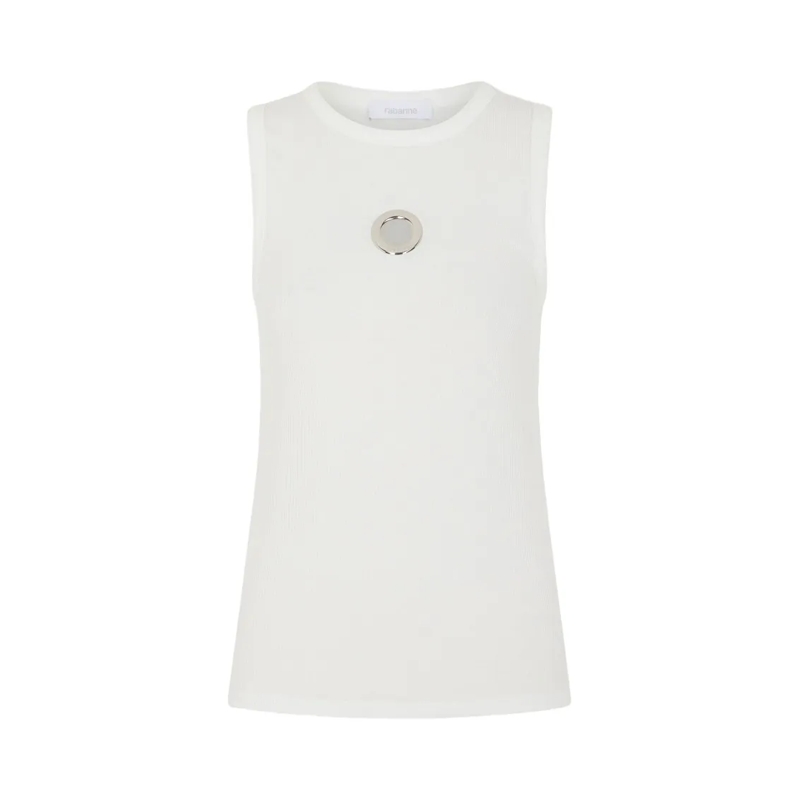 Paco Rabanne Blouse Sleeveless Top With Metallic Logo White