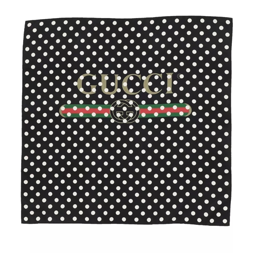 Gucci Vintage Logo Polka Dot Scarf Black/Ivory Tunn sjal