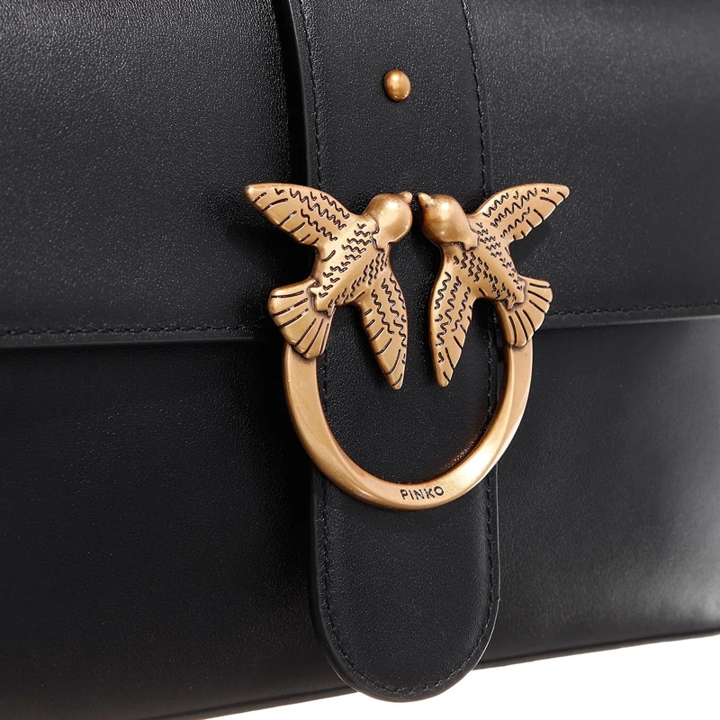 Pinko Tote Love One Classic Slouchy Fl Nero-Antique Gold(Image 7)