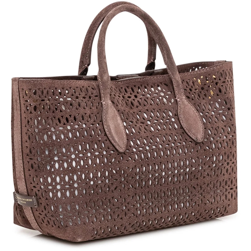 Gianni Chiarini Shopper Borsa a Mano Mashup con Traforature e Doppi Manici braun(Image 3)