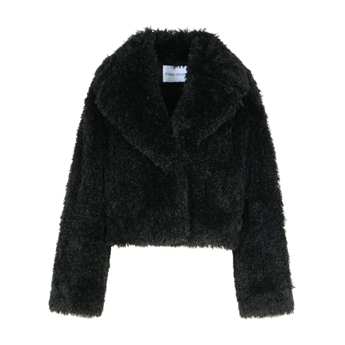 Stand Studio Shearling Jacke 'Samara' Black Polyester Faux Fur Coat Black