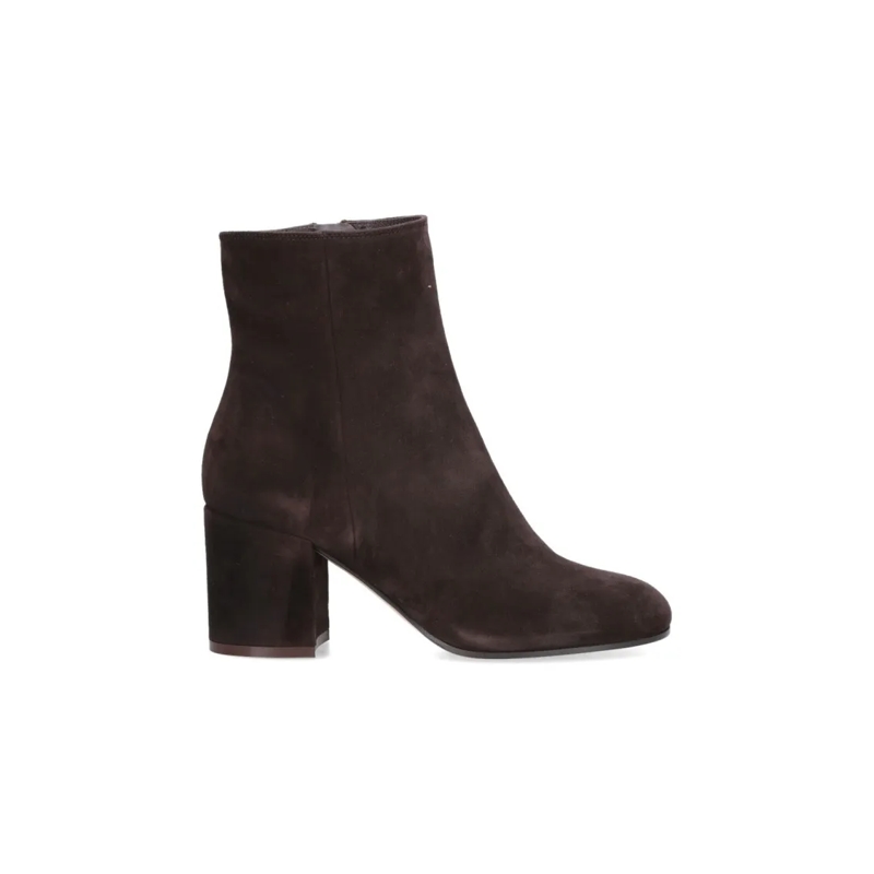 Gianvito Rossi Bottes Suede Ankle Boots With Rounded Toe Brown