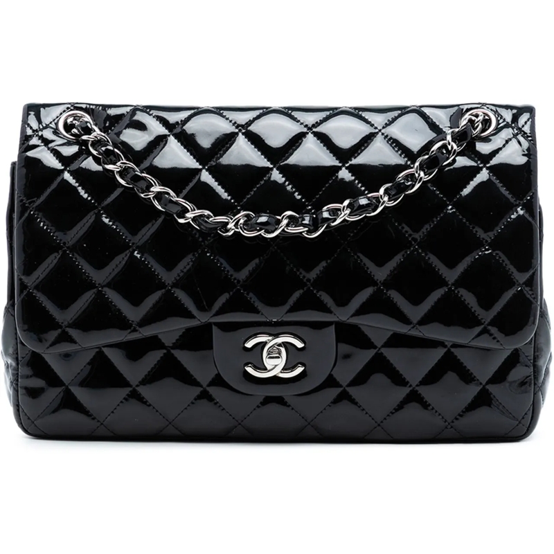 Chanel Schultertasche Jumbo Classic Patent Double Flap schwarz