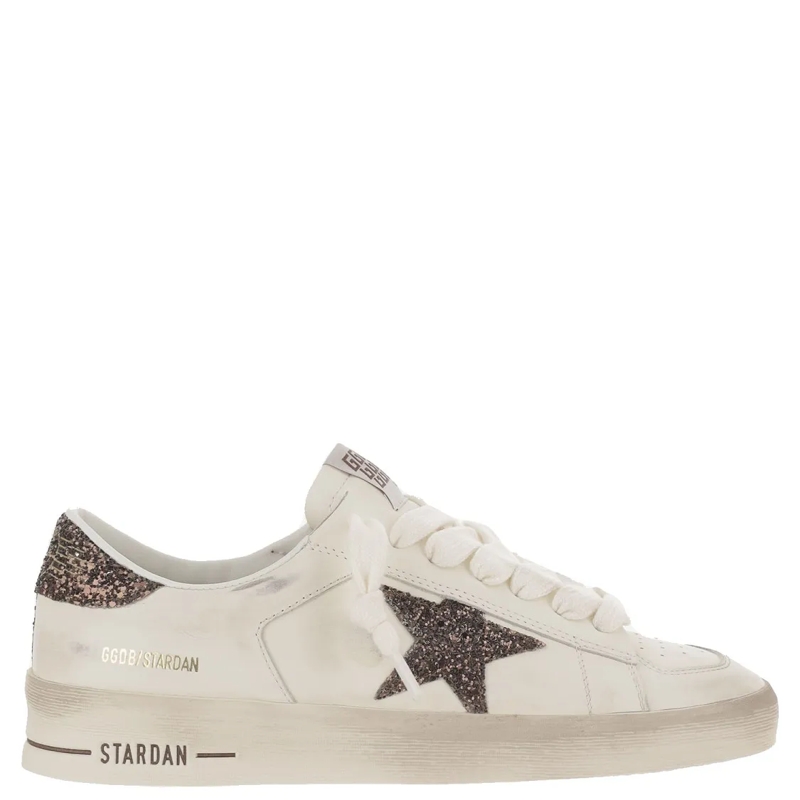 Golden Goose Low-Top-Sneaker Stardan Leather Sneakers With Glitter Star Patch Neutrals