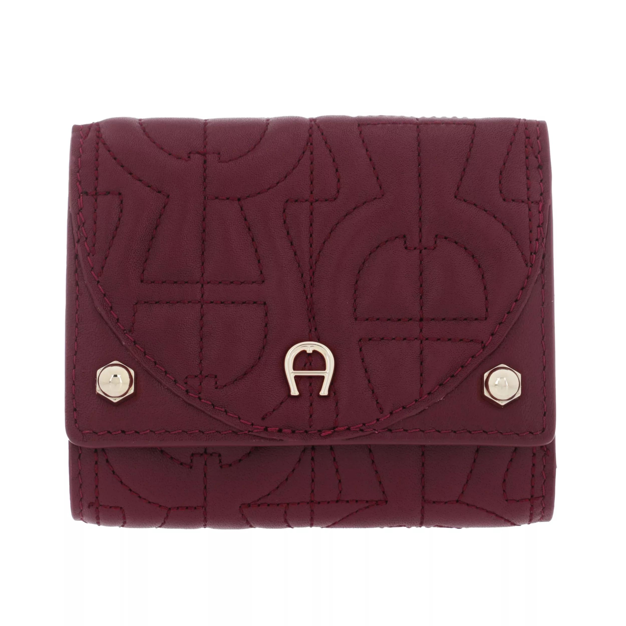 AIGNER Small Diadora Wallet Burgundy Tri Fold Wallet