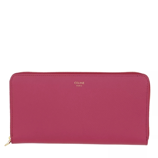 Celine Large Zipped Wallet Grained Calfskin Pink Continental Portemonnee
