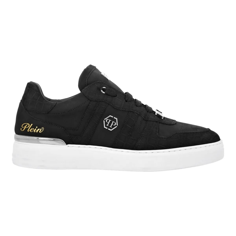 Philipp Plein Low-Top-Sneaker Lo-Top Turnschuhe Cocco Crocco Geprägt schwarz