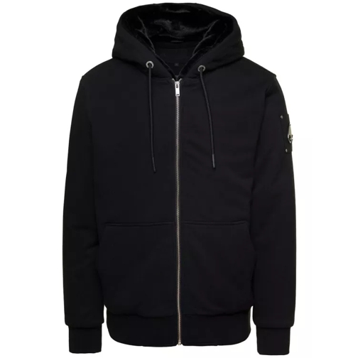 Moose Knuckles Classic Bunny' Black Zip-Up Hooded Jacket In Cotto Black 