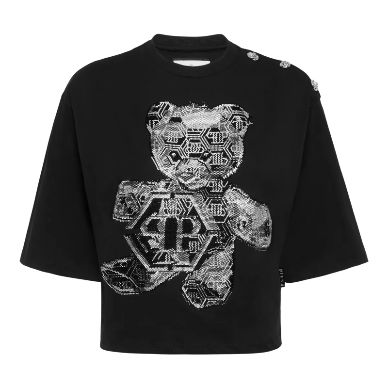 Philipp Plein T-Shirt T-Shirt Rundhalsausschnitt Teddy schwarz