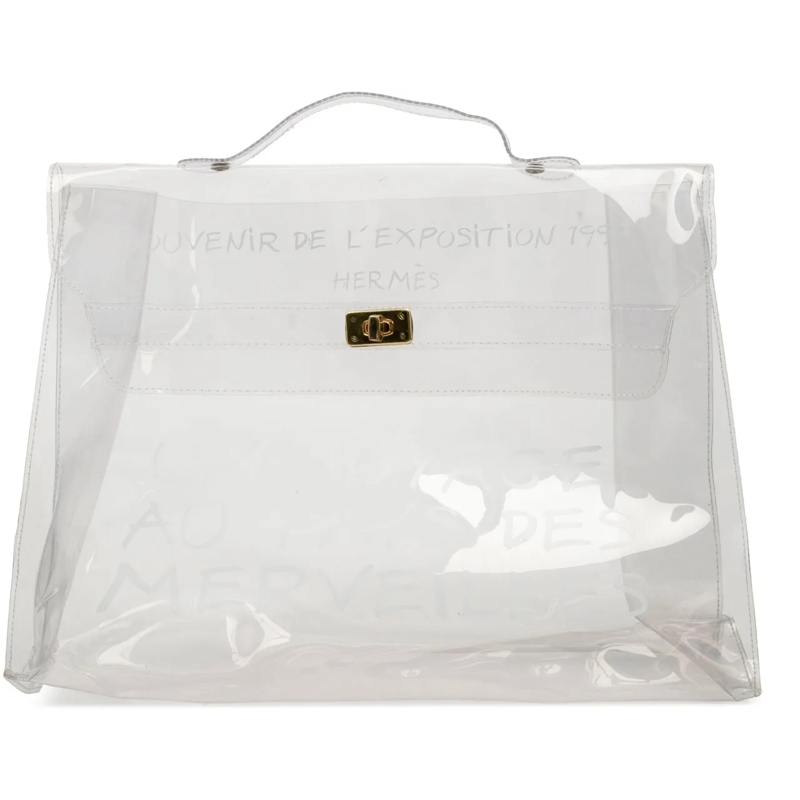 Hermès Tote Vinyl Souvenir De L Exposition Kelly Handbag weiß
