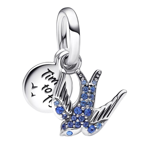 Pandora Swallow sterling silver double dangle with crystal Blue Hänge