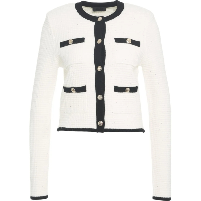 LIU JO Veste de transition Tweed jacket with glitter weiß