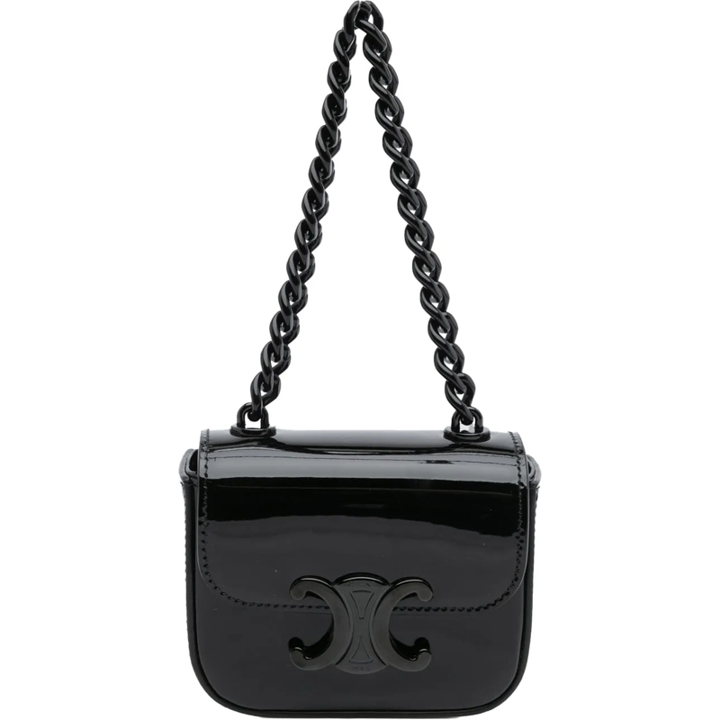 Celine Tote Mini Patent Claude Chain Handbag schwarz