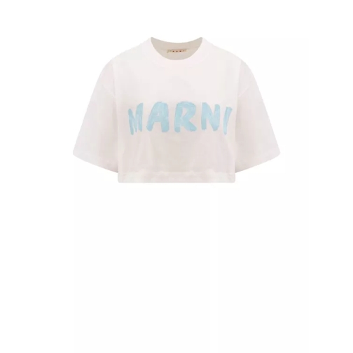 Marni Cotton T-Shirt With Frontal Logo Neutrals 