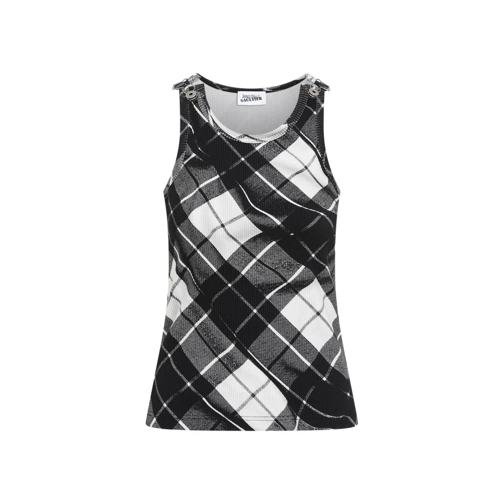 Jean Paul Gaultier Chemisiers Printed "Tartan" Printed Top Black