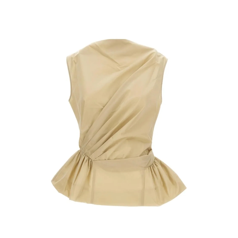 Simone Rocha Blouse Draped Beige Top With Fitted Bodice Neutrals