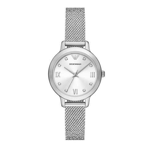 Emporio Armani Emporio Armani Three-Hand Stainless Steel Mesh Watch Silver Quartz Horloge