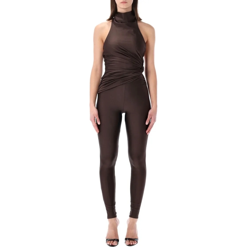 Andamane Jumpsuit Sculptural Black Lycra Halterneck Jumpsuit With Kn Black