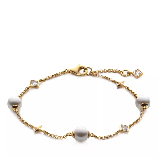 Little Luxuries by VILMAS Fashion Classics Bracelet With Pearls And Stones Yellow Gold Plated Armband