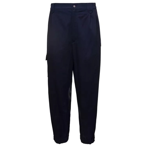 Vivienne Westwood Navy Blue Mid-Rise Trousers With Embroidered Logo  Blue Pantalons