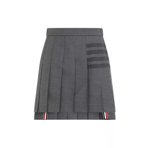 Thom Browne Thigh Length Dropped Back Pleated Skirt Grey 