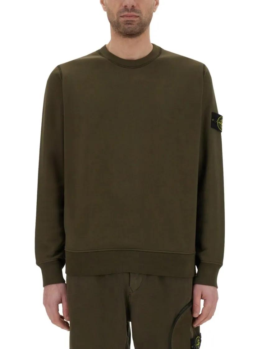 Thumbnail - Stone Island - Relaxed Fit Green Cotton Sweatshirt - Größe S - grün