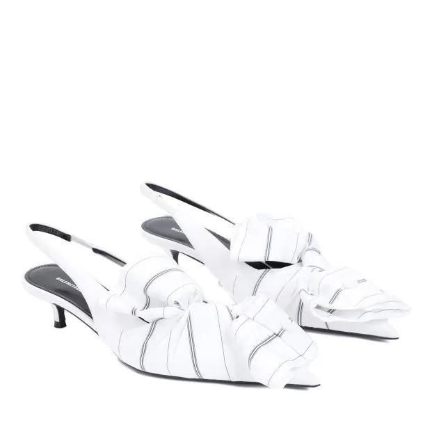 Balenciaga Pumps & High Heels - Chemise White Navy Leather Slingback - Gr. 38,5 (EU) - in Weiß - für Damen