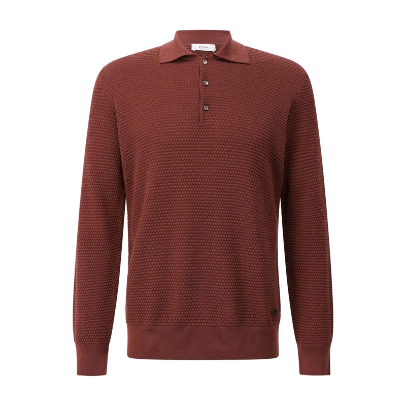 Eton Pull Pullover mit Strukturstrick Rot