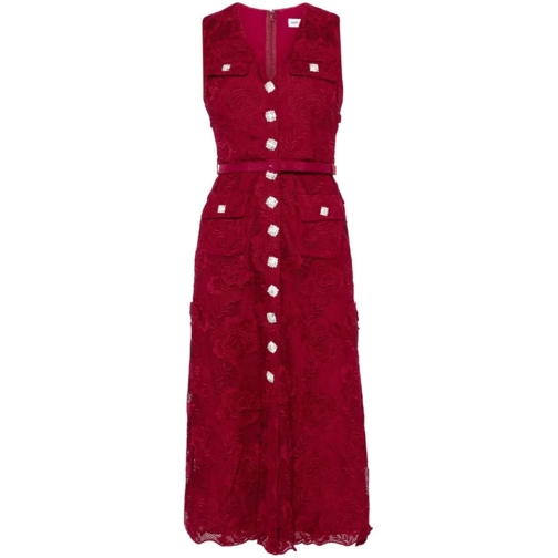 Self Portrait Midi-Kleider Midi Dress With Crystals Red