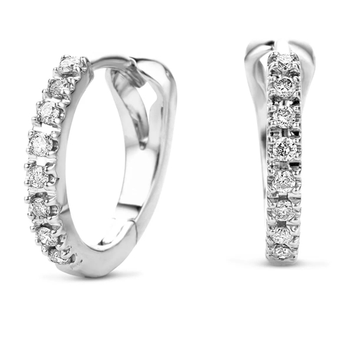 DIAMADA 14KT 0.11ct Diamond Creole Earring White Gold Ring