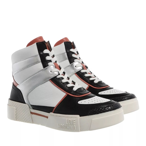 Love Moschino Sneakerd Text50 Mix Bianco Nero scarpa da ginnastica alta