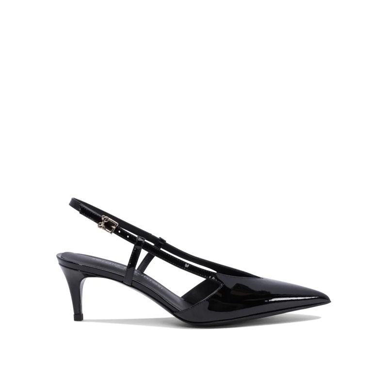 Sergio Levantesi Escarpins Glossy Leather Slingback Heeled Shoes Black