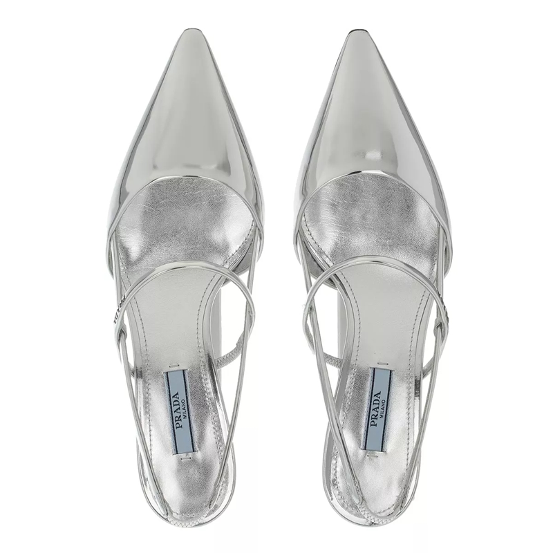 Prada Pumps High Slingbacks Leather Silver(Image 4)