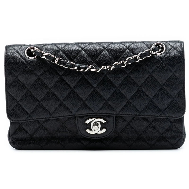 Chanel Schultertasche Medium Classic Caviar Double Flap schwarz