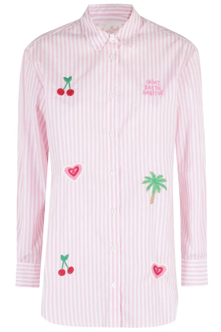 Thumbnail - Mc2 Saint Barth - Brigitte Striped Shirt With Classic Collar - Größe XS - pink