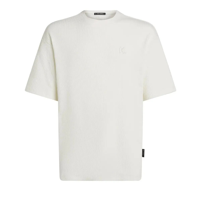 Karl Lagerfeld T-Shirt Strukturiertes T-Shirt mit Monogram T-shirt creme