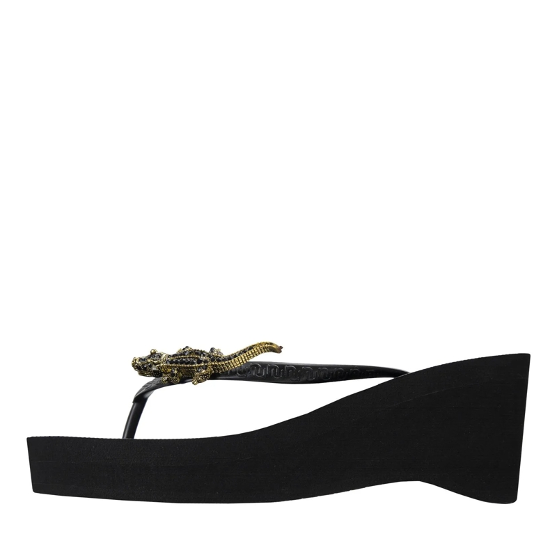 UZURII Flip Flops Zehentrenner Black Crocodile Switch High Heel schwarz(Image 2)
