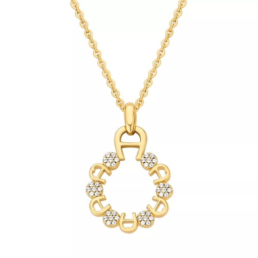 AIGNER Necklace Round Pndnt W/Alogo & Swarovski Stones gold Mittellange Halskette