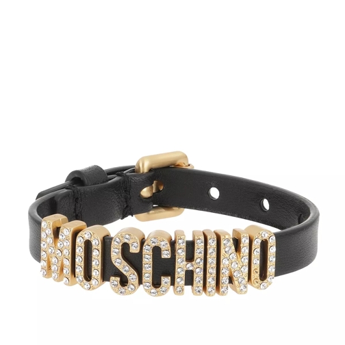 Moschino Logo Bracelet Leather Black Braccialetti