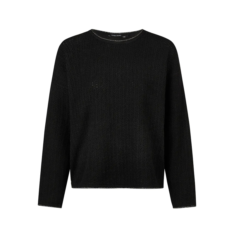 Marc Aurel Pullover Netzpullover mit Rollkanten schwarz