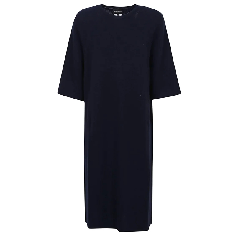 Emporio Armani Robe midi Knee-Length Dress In Virgin Wool Black